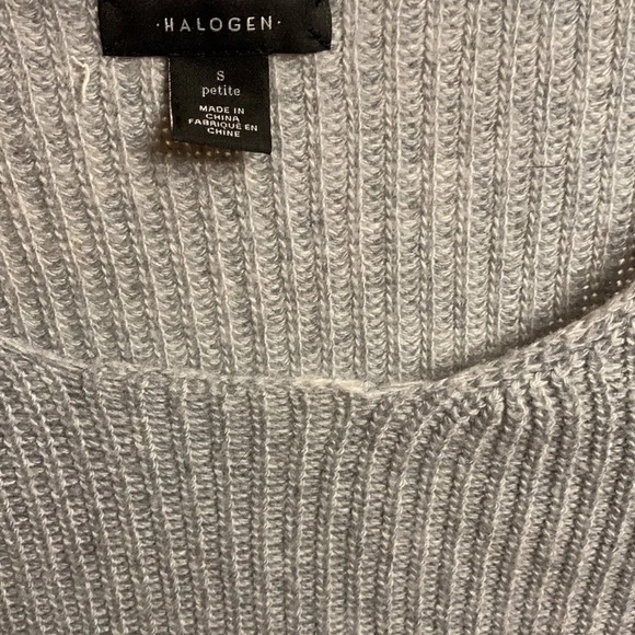 Halogen Wool Blend Pullover Gray Sweater Black Lace Up Size Small Petite - Picture 11 of 15
